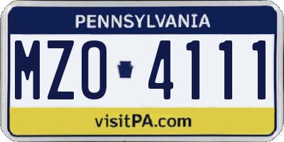 PA license plate MZO4111