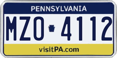 PA license plate MZO4112