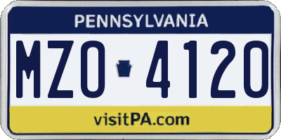 PA license plate MZO4120