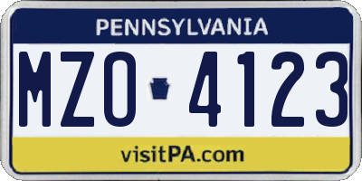 PA license plate MZO4123
