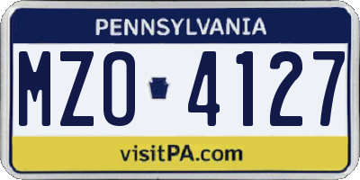 PA license plate MZO4127