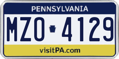 PA license plate MZO4129