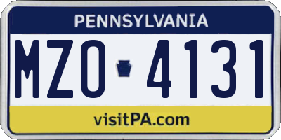 PA license plate MZO4131