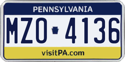 PA license plate MZO4136