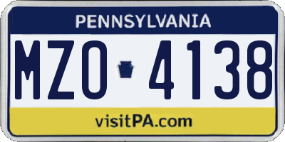 PA license plate MZO4138