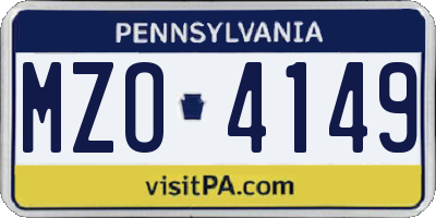 PA license plate MZO4149