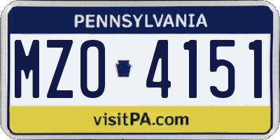 PA license plate MZO4151