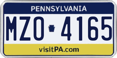 PA license plate MZO4165