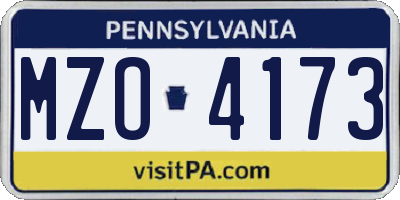 PA license plate MZO4173