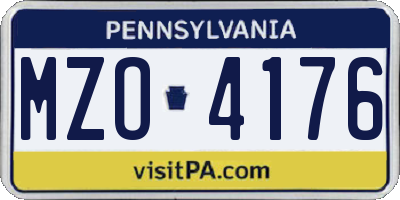 PA license plate MZO4176