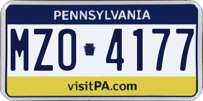 PA license plate MZO4177