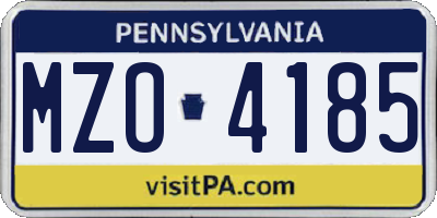 PA license plate MZO4185