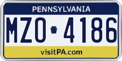 PA license plate MZO4186