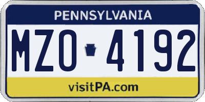 PA license plate MZO4192
