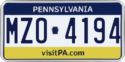 PA license plate MZO4194