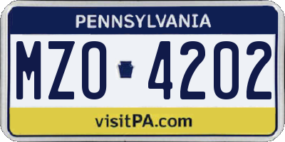 PA license plate MZO4202