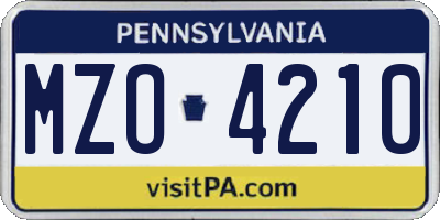 PA license plate MZO4210