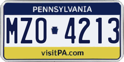 PA license plate MZO4213