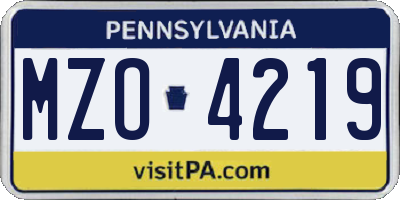 PA license plate MZO4219
