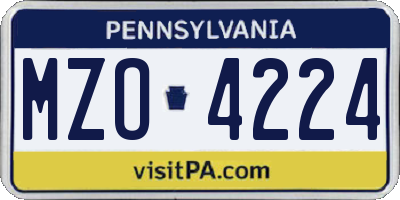PA license plate MZO4224