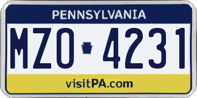 PA license plate MZO4231