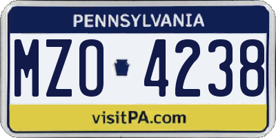 PA license plate MZO4238