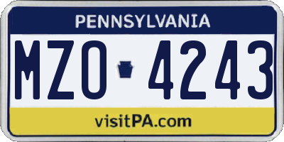 PA license plate MZO4243