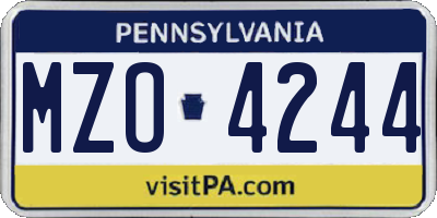 PA license plate MZO4244