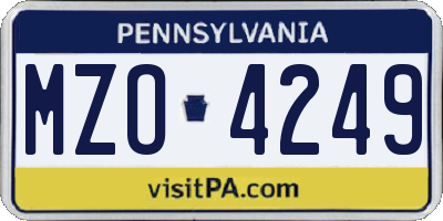 PA license plate MZO4249