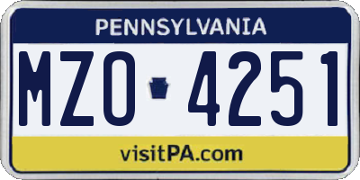 PA license plate MZO4251