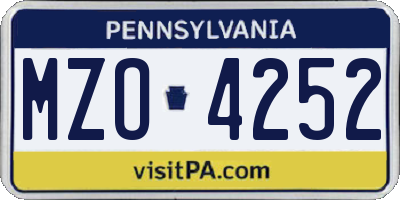 PA license plate MZO4252