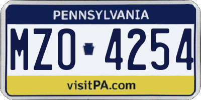 PA license plate MZO4254