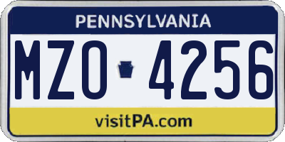 PA license plate MZO4256