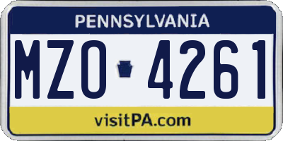 PA license plate MZO4261