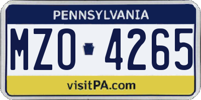 PA license plate MZO4265