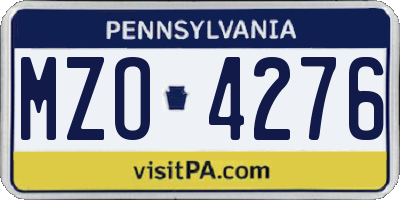 PA license plate MZO4276