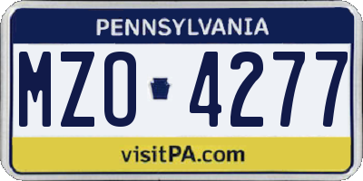 PA license plate MZO4277