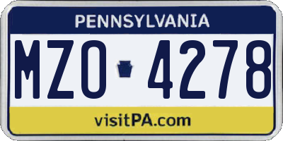 PA license plate MZO4278