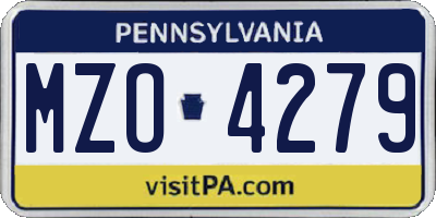 PA license plate MZO4279