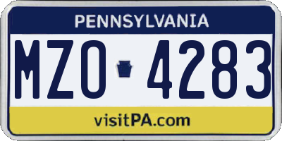 PA license plate MZO4283