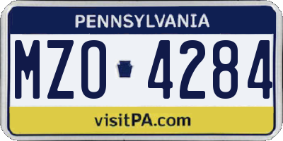 PA license plate MZO4284