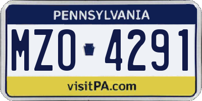 PA license plate MZO4291