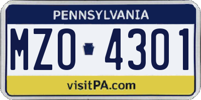 PA license plate MZO4301