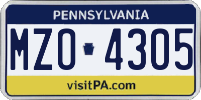 PA license plate MZO4305