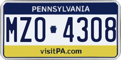 PA license plate MZO4308