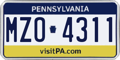 PA license plate MZO4311