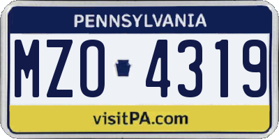 PA license plate MZO4319