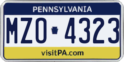 PA license plate MZO4323