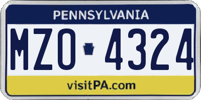 PA license plate MZO4324