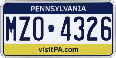 PA license plate MZO4326